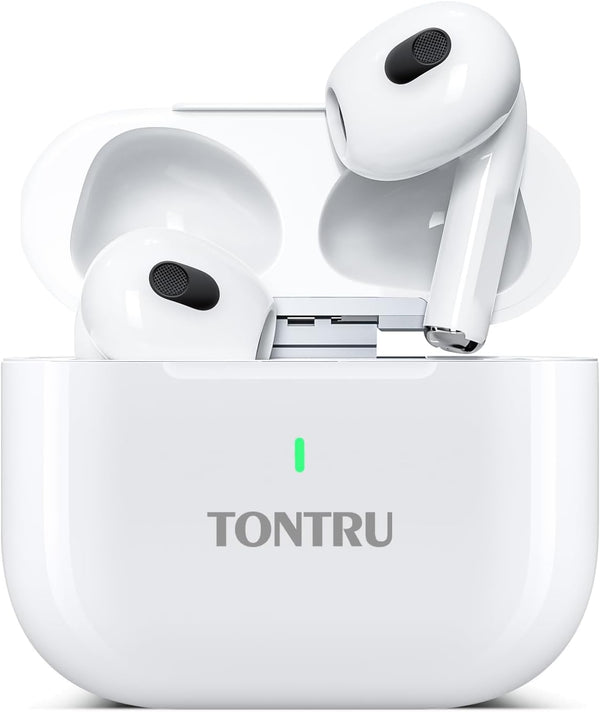 TONTRU Wireless Headphones, Bluetooth 5.3 Earbuds, Semi-in Ear with AI Noise Cancelling, 24H