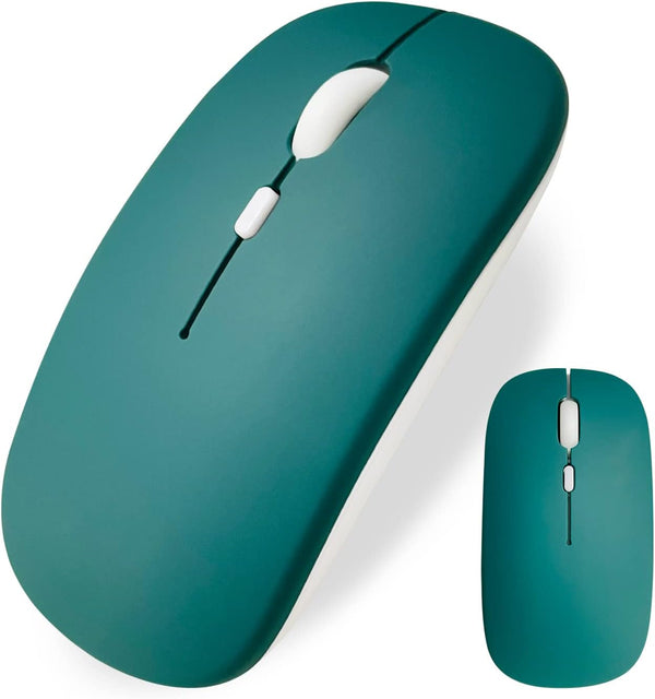 Wireless Bluetooth Mouse, Rechargeable Slim Silent Mouse for iPad/MacBook Pro/Air/Laptop (Jade Green)