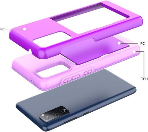 Galaxy S20 FE Case - Grey Silicone Hybrid Protective Wallet Cover with Card Holder for Samsung Galaxy S20 FE