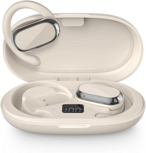 Open Ear Headphones, Wireless Earbuds with 360-Degree Panoramic Sound, 48H Range, IPX7 Waterproof, LED Display for