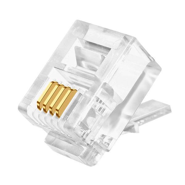 RJ11 6P4C Connectors, 50 Pieces Pack, Telephone Line Cable Wire Male Plug, AV00204
