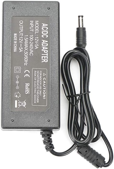 12V 5A Power Adapter, AC100-240V to DC12V Transformer, Power Supply for LED Strip Light, Security Cameras