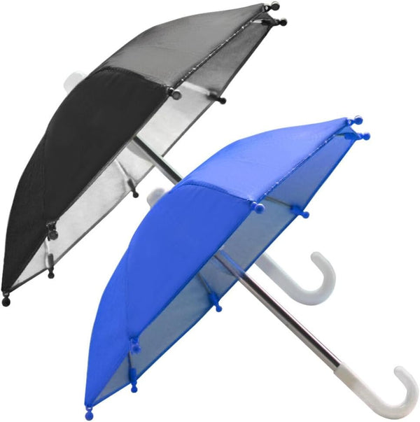 Healvian 2pcs Mini Phone Umbrella Shade, Cute Phone Rain Shield & Sunshade Holder for Cellphone, Car, Motor, Bicycle