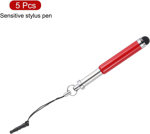 MECCANIXITY 5pcs Metallic Stylus Pen, Retractable Aluminum Alloy Mini Capacitive for All Touch Screen Devices