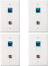 4 Pack Ethernet Coax Wall Plates, Cat6 Coax Wall Plate with Ethernet Port and Gold-Plated F-Type Port