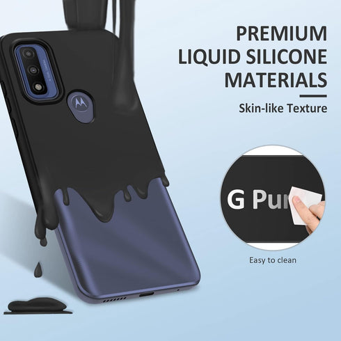 PUJUE Silicone Matte Phone Case for Motorola Moto-G Pure: G Play 2023 | G Power 2022, 360 Full Protection, Black