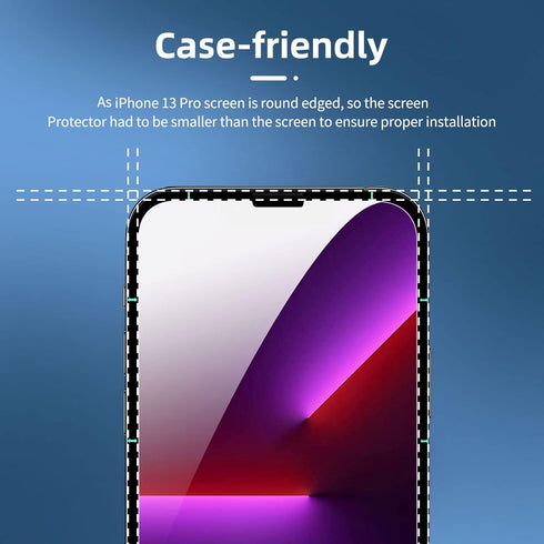 NEW'C iPhone 13 Pro Screen Protector 4 Pack + 2 Pack Camera Lens Protector, Case Friendly Tempered Glass Film.