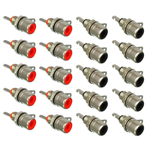 RCA Female Socket Connector - Chassis Panel Mount Adapter for Amplifier Audio Terminal RCA Plug (20-Pack)