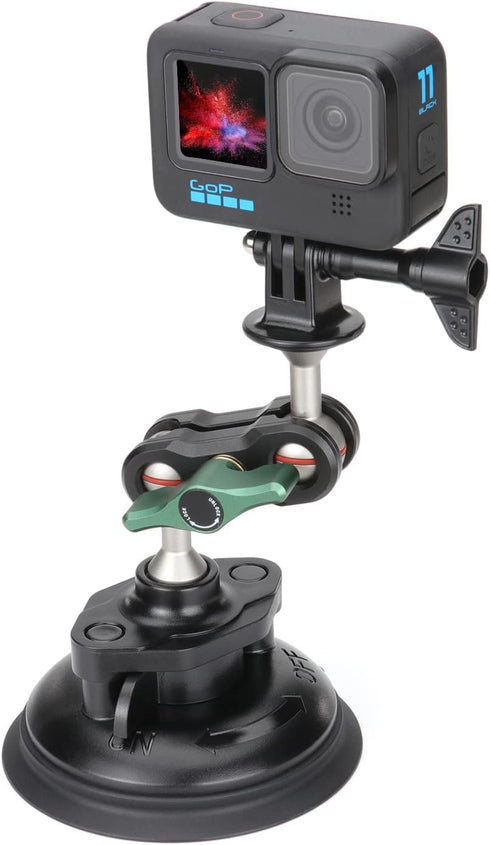 SEASKY S1 Car Suction Cup Camera Mount for GoPro Hero & DJI OSMO Action, Aluminum Alloy Holder