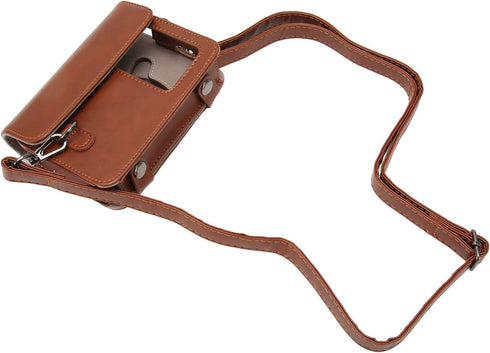 Retro Camera Case, Mini Shot 3 PU Leather Waterproof Handbag, Lightweight Camera Backpack for Women, Brown Camera Case