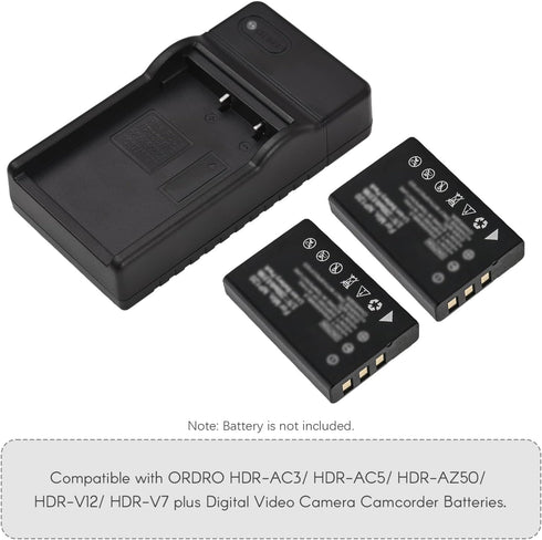 Andoer NP-120 HDR-AC3/ HDR-AC5/ HDR-AZ50/ HDR-V12/ HDR-V7 Battery Charger with LED Indicator Type-C Port & USB Cable