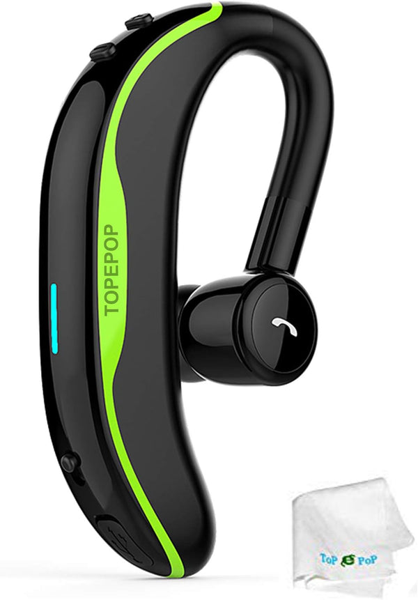 Wireless Earpiece Headset - Noise Cancelling Earbud, Long Talk Time, Handsfree Call, Compatible with Smart Cell Phones,