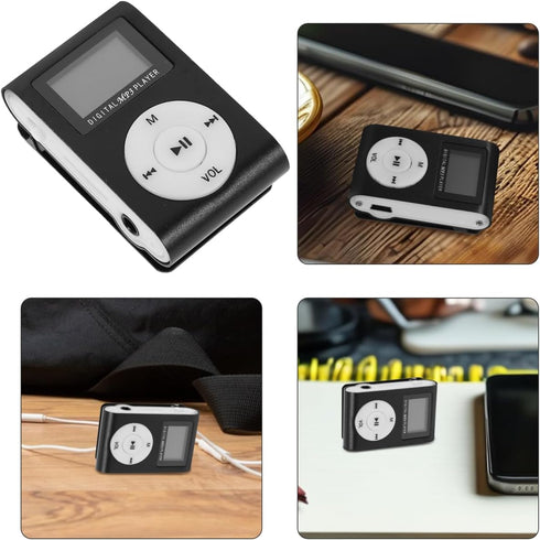 Gadpiparty Mp3 Clip Player Mini USB Music Player with LCD Screen Support Micro Card Rechargeable Battery Compact Design