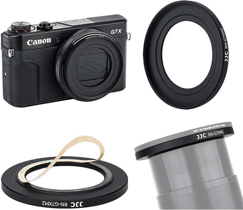 JJC 49mm Thread Filter Adapter for Canon PowerShot G7X III II G5X, includes Snap-On Lens Cap & Cap Keeper String