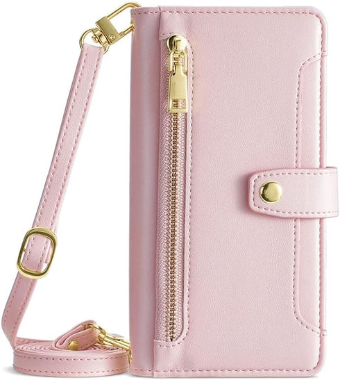 Asuwish Phone Case for Google Pixel 3 XL, Rose Gold Zipper Leather Wallet Cover with Screen Protector, Flip Stand,