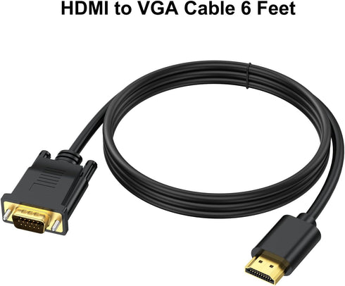 URELEGAN 6 1080P@60Hz HDMI to VGA Cable Feet, Uni-Directional Computer HDMI to VGA Monitor Cable HD Video Cord