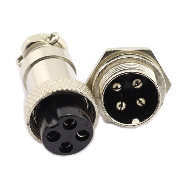 5Pairs GX16 4Pin Male Female Circular Aviation Connector Plug, 16MM Wire Panel Metal Connector