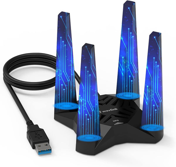 USB WiFi Adapter for Desktop PC, AC1900 Dual Band Wireless Network Adapter, 2.4GHz/5GHz High Gain Antennas, Supports