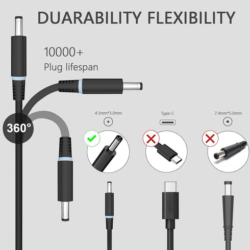 Replacement Dell 130W AC Adapter for Inspiron 16 Plus 7640, 7620, 7630, 14 Plus 7420, 7430, XPS 15 17 Power Supply