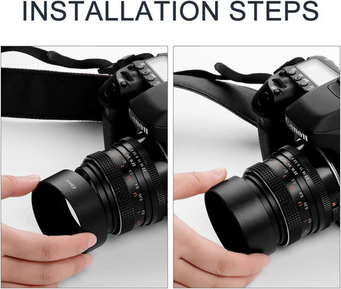 67mm Metal Standard Screw-in Lens Hood Sunshade with Centre Pinch Cap for Canon Nikon Sony Cameras