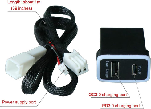 QC3.0 +PD3.0 USB Power Socket - 60W Type C & Quick Charge 3.0 Car Charger Adapter for Smart Devices