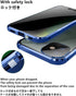 HENGHUI Lockable Anti Peeping Case for iPhone 12 Pro Max, Magnetic Bumper Case with Privacy Screen, Blue