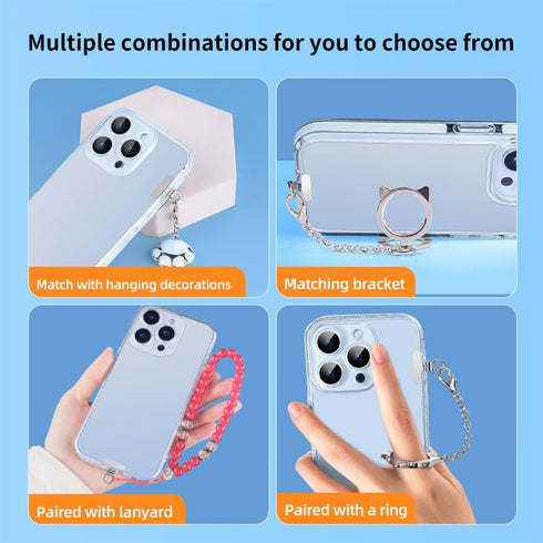 saxsion Phone Charm Holder, Mini Metal Tether Tab - Ultra Thin Stainless Steel Lanyard Patch for iPhone, Universal