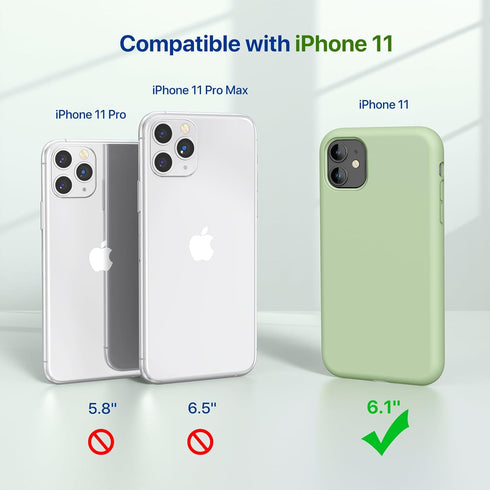 Miracase iPhone 11 Case (6.1") - Matcha Green, Liquid Silicone Gel, Full Body Shockproof Protection & Screen Protector.