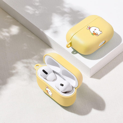 MAYCARI Carrot Rabbit Case for AirPods Pro, Cute Animal Design Protective Soft TPU Cover, Yellow