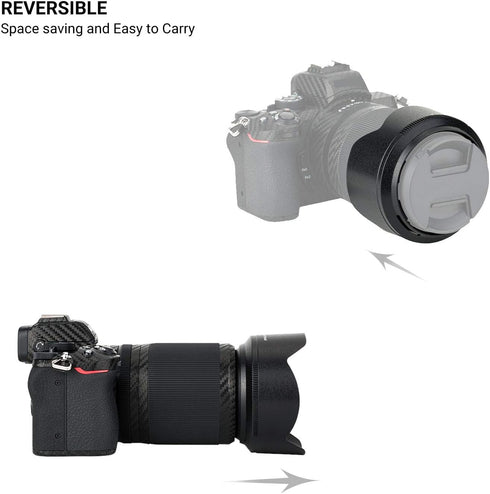 (1+1) Screw on + Bayonet Lens Hood Shade for Nikon Z30 Z50 Z fc Dual Lens Kit (Nikkor Z DX)