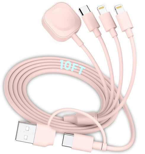 6in1 Multi Charging Cable 10FT, Magnetic Charger for Apple Watch Ultra/SE/9/8/7/6/5/4/3/2/1, iPhone 15/14/13/12