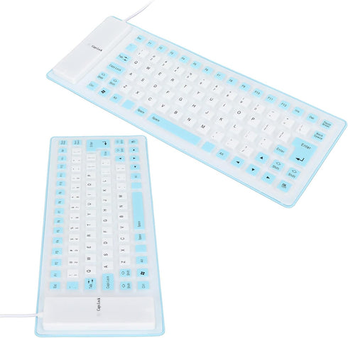 Soft Silicone Keyboard, Lightweight Portable USB Wired 85 Keys Comfortable Keyboard for PC Notebook (Blue)