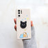 Cell Phone Ring Holder Ultra-Thin Cute Cat Metal Finger Grip 360° Rotation 180° Flip Kickstand Phone Grip for Magnetic Car Mount Compatible with All Smartphones (Black)