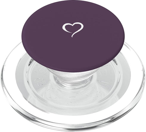 Plum Purple PopSockets PopGrip for MagSafe - Hand Drawn Heart Minimalist Love
