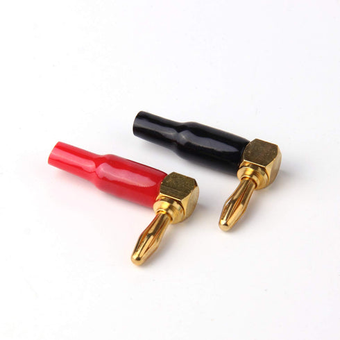 10pcs Right Angle Banana Plugs - 4mm/0.16" 90 Degree Speaker Connector in Red and Black for Audio Connections
