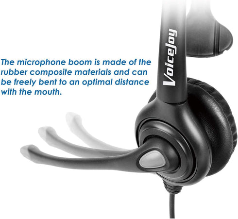 VoiceJoy Monaural Headset with Noise Cancelling Microphone, Compatible with Plantronics QD Quick Disconnect Connector
