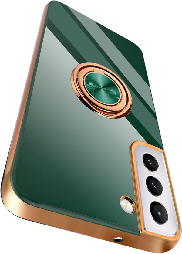 Tnarru Compatible Samsung Galaxy S22 Plus Case with Ring Holder Kickstand, Soft TPU Shockproof Protective Case (Green)