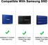 XANAD Black 2-in-1 Portable SSD Case for Samsung T9/T7 Shield/T7 Touch (250GB 500GB 1TB 2TB), Heavy Duty Waterproof