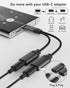 Dual USB C Headphone and Charger Adapter, 2-in-1 Type C Audio Adapter with Fast Charging, USB C Splitter Dongle Cable Cord for iPhone 15 Series, Samsung Galaxy S22/21/20/Note 20,Pixel 4/3/2/XL (Black)