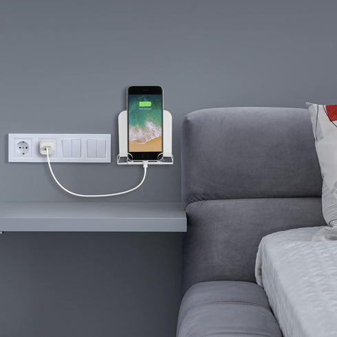 Cosmos 2 Pcs Wall Mount Phone Holder, Smartphone Charging Stand, Bedside Organizer Storage Bracket for Most Phones and