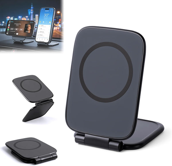 incthoust Ultra-Thin Foldable Magnetic Car Phone Mount,Ultrathin Adjustable Magnetic Phone Holder,New Portable Dual