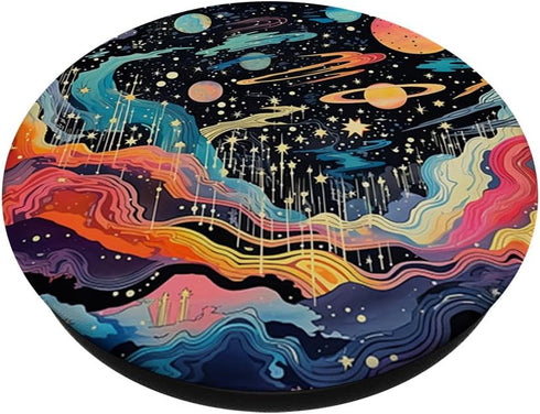 Space Galaxy Universe & Cosmic Stars Gouache Art PopSockets Standard PopGrip