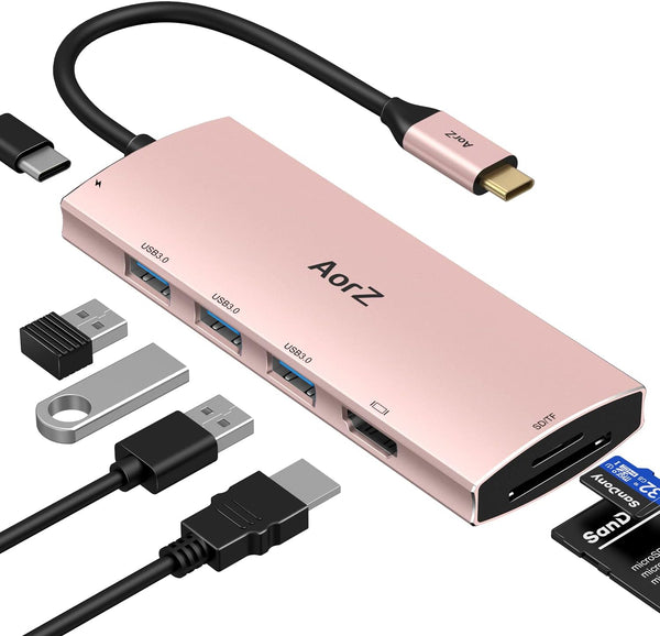 Aorz USB C Hub, USB Hub to HDMI Multiport USB C Dongle Adapter