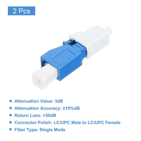 MECCANIXITY 3dB LC Fiber Attenuator - Pack of 2, LC/UPC SM Single Mode Fixed Fiber Optic Attenuator