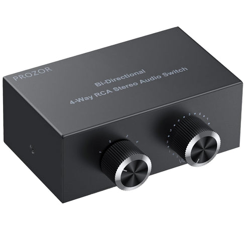 PROZOR RCA Switch 4 Way Bi-Directional RCA Splitter, Volume Control, No Power Supply Needed
