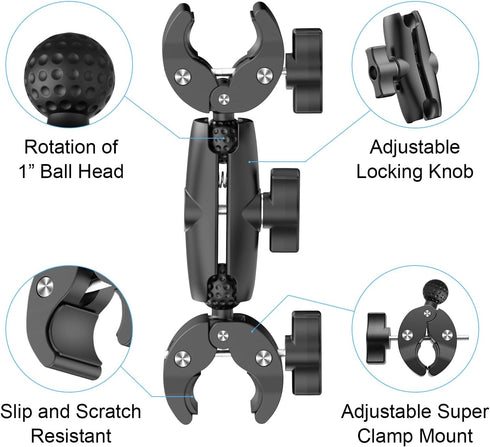 Double Clamp Camera Mount, Universal Bracket for Golf Carts, Umbrella, Strollers, Photo Studio
