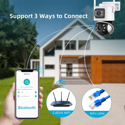 ICSEE WiFi Camera Security, 6MP Dual Lens, Wireless PTZ, Waterproof, Human Detection, Full Color Night Vision 65ft,
