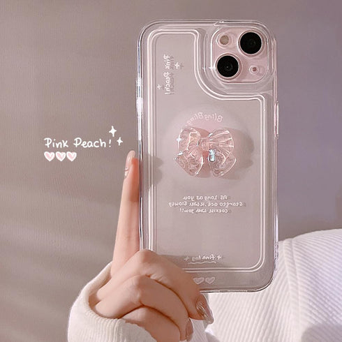 Ownest iPhone 13 Case: Cute 3D Pink Bowknot, Slim Clear Design, Aesthetic Camera Lens Protection for Women & Teens.