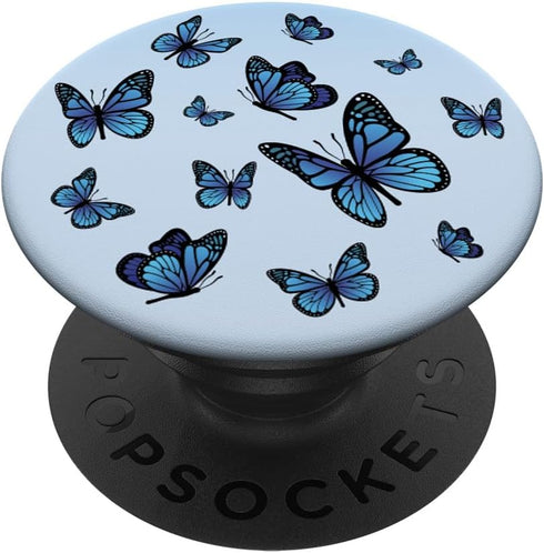 Blue Butterflies Design Cute Print for Girls Women Boys PopSockets Standard PopGrip