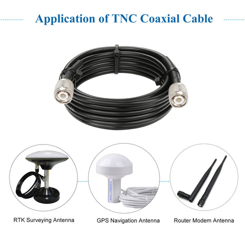 25FT, 50 RG58 MOOKEERF TNC Male to TNC Male Coax Cable Ohm Coaxial Cable with TNC Connectors for GPS Navigation